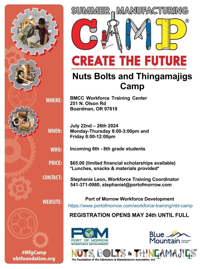 Nuts, Bolts, and Thingamajigs Camp Port of Morrow